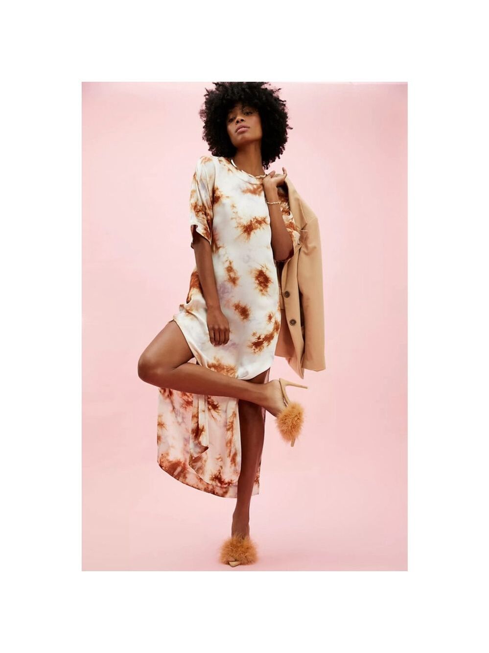 Free People On the Road Quin Satin Maxi Dress Size M (oversized) Sand/Sable NWT